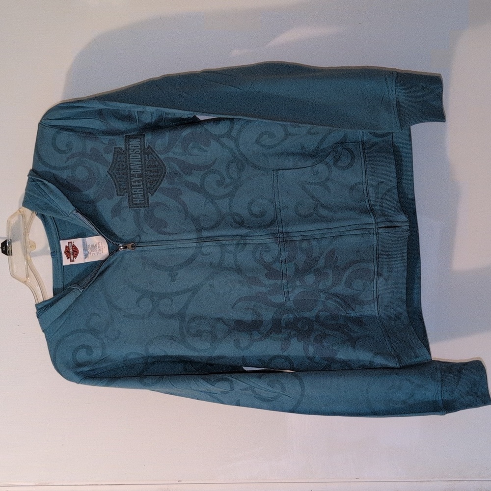 Women's Harley-Davidson Blue Patterned Hoodie Jacket, Orlando, Fl